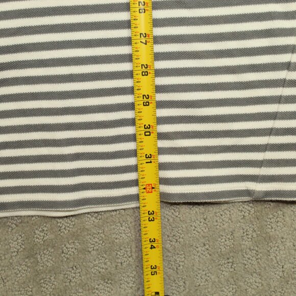 Topshop Sz 6 Grey & White Horizontal Stripe Knit Dress 3/4 Cuffed Sleeves - Picture 5 of 6